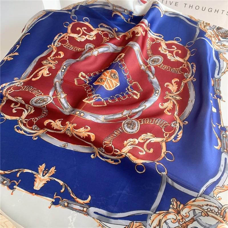 Khăn turban lụa vuông cao cấp choàng cổ size 70x70cm thanh lịch đa năng dùng làm áo yếm in hoa văn