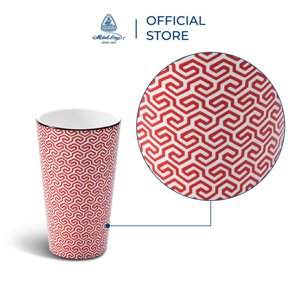 Ly sứ dưỡng sinh Minh Long 0.48 L - nắp ống hút - Red Karakusa