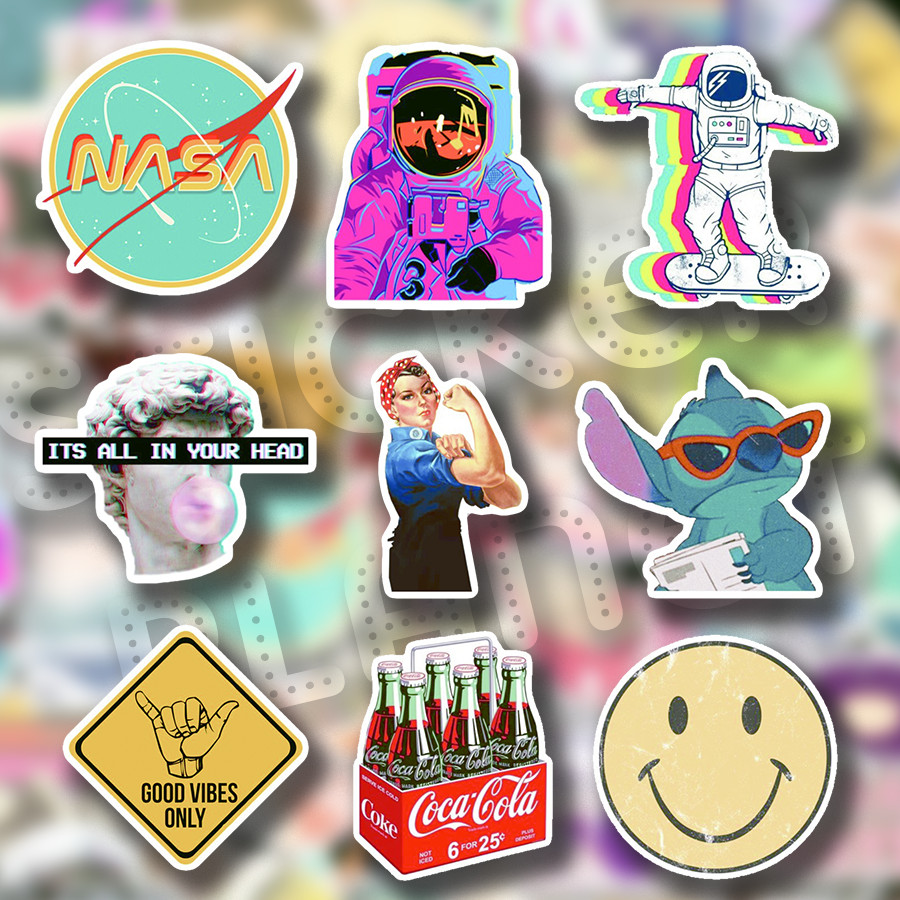 Sticker retro vintage decal dán laptop , điện thoại hình dán trang trí