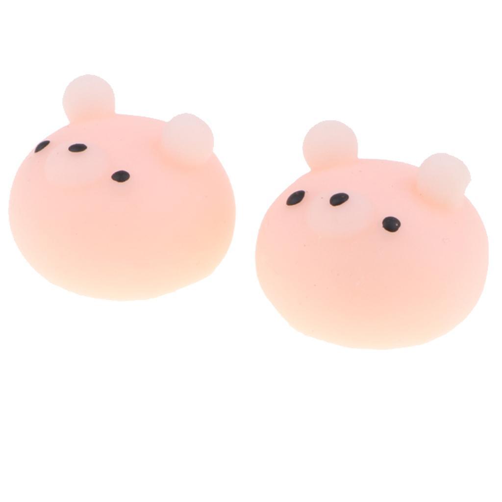 2-4pack 1 Pair Squishy Soft Slow Rising Squishes TPR Stress Relief Pink Bear Toy