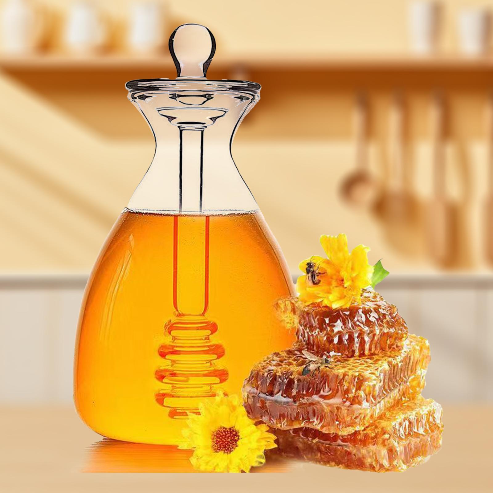 Glass Honey Pot Dispenser Clear Honey Bee Pot for Home Wedding Party Kitchen