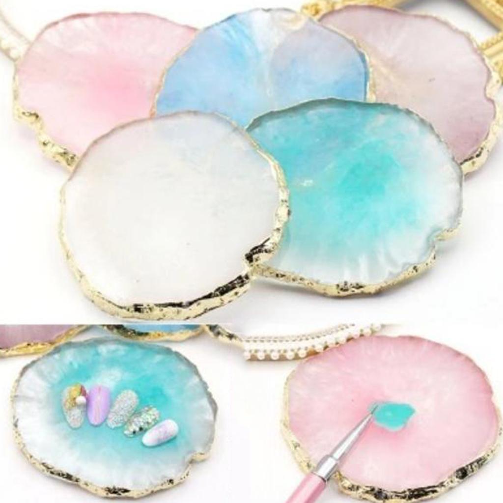 4x Imitation Agate Color Mixing Plate Jewelry Display Pad Coaster Mat Craft