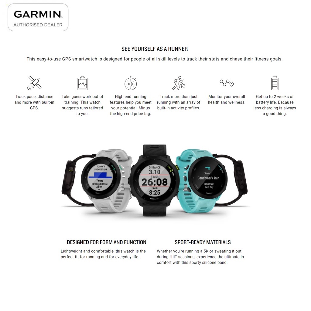 Đồng hồ thông minh Garmin Forerunner 55 (42 mm) - Hàng chính hãng