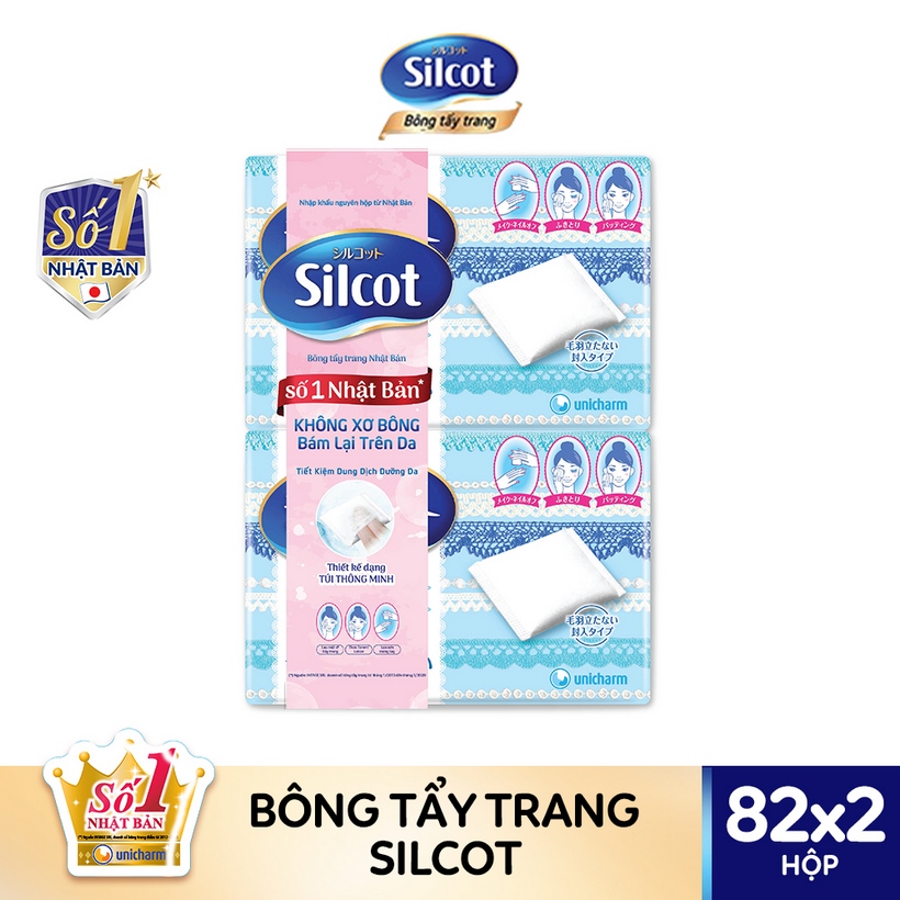 Combo 2 Bông tẩy trang Silcot hộp 82 miếng