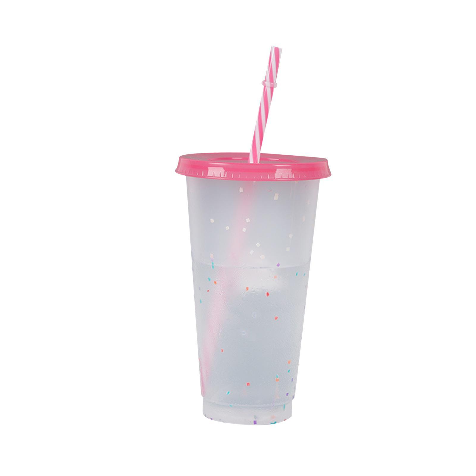 Color Changing Cup with Lids Smoothie Cup Transparent Portable Drinking Mug