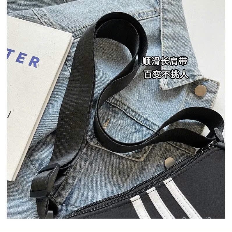Túi Xách Sọc Đen Nữ Vải Nylon – Túi Đeo Vai Dây Kéo 3 Lớp, Phong Cách Hàn Quốc - HÀNG CHÍNH HÃNG MINIIN