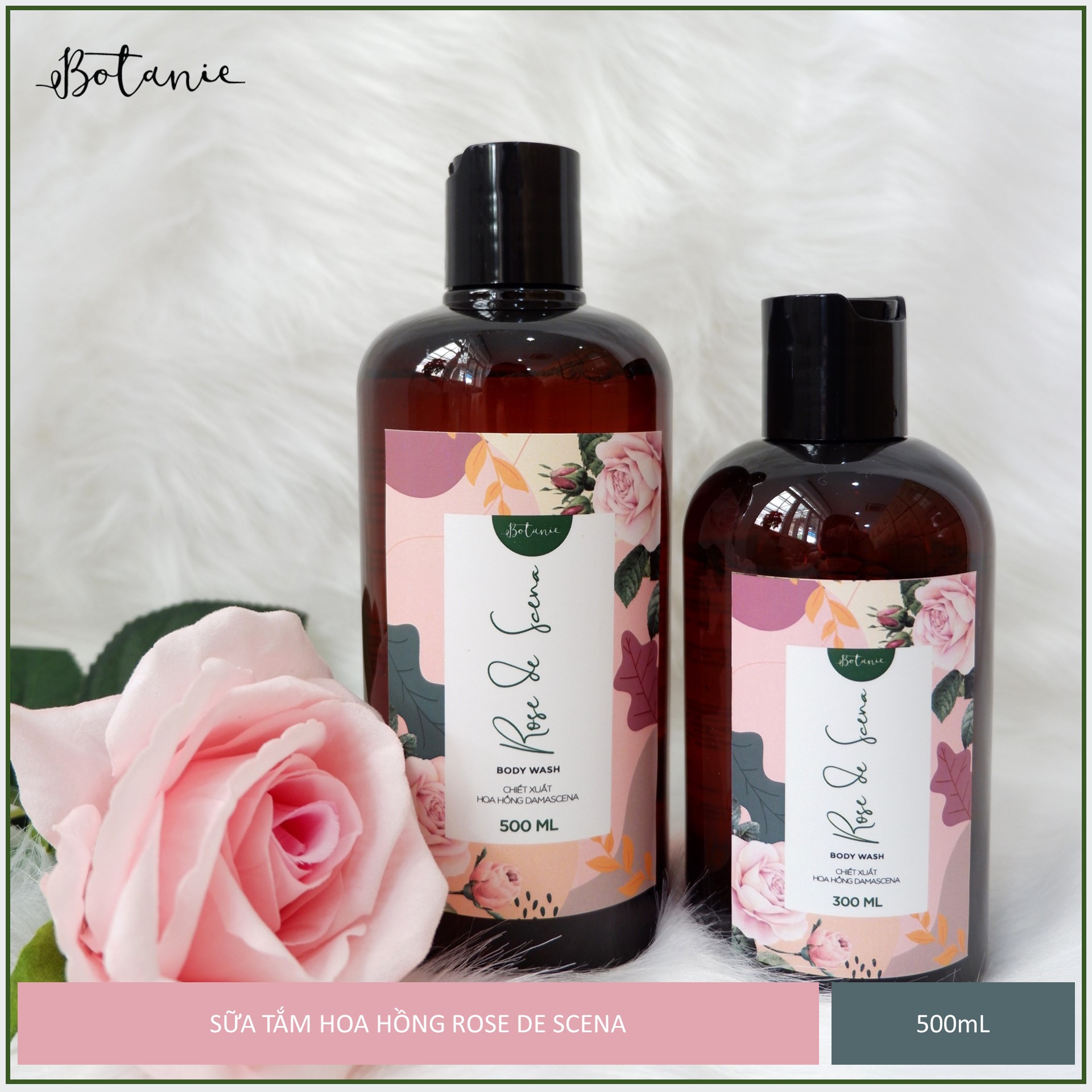 Sữa tắm cao cấp Rose de Scena 500ml - Hoa hồng Damascena - Bulgaria - Dịu nhẹ, dưỡng da mịn màng