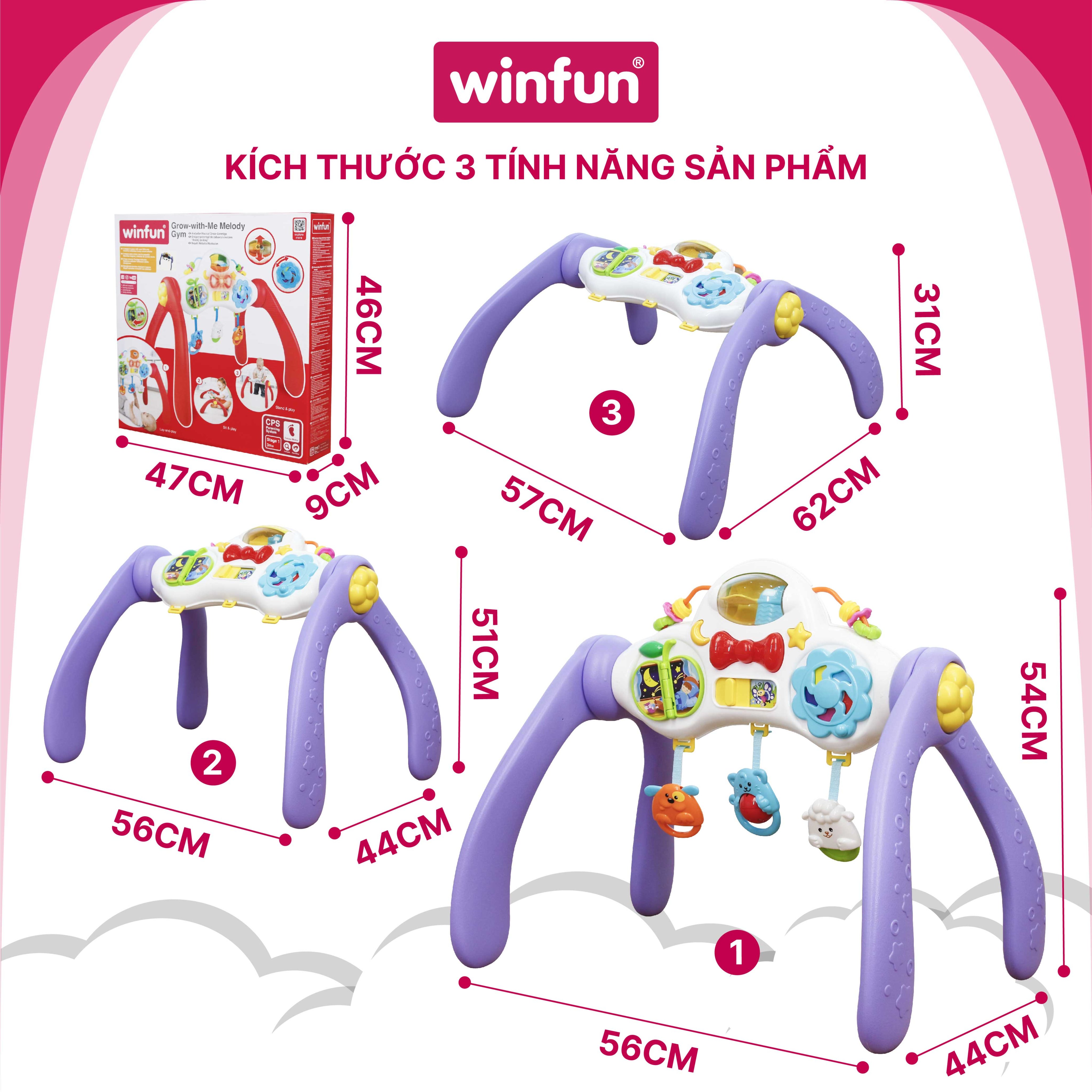 Kệ chữ A kết hợp bàn tập ngồi, tập đứng 3 giai đoạn cho bé Winfun 0822 - Đồ chơi cho bé sơ sinh tới 2 tuổi