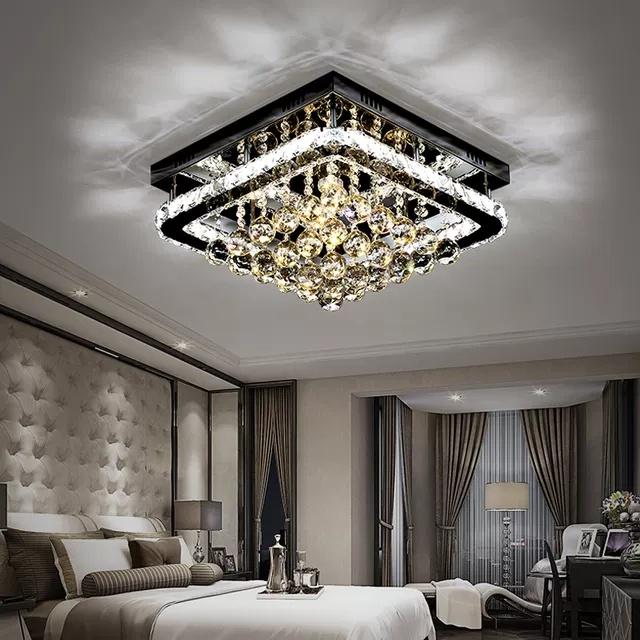 Đèn mâm pha lê ốp trần siêu sáng, 3 chế độ KT 60x60xh20cm - 3 mẫu