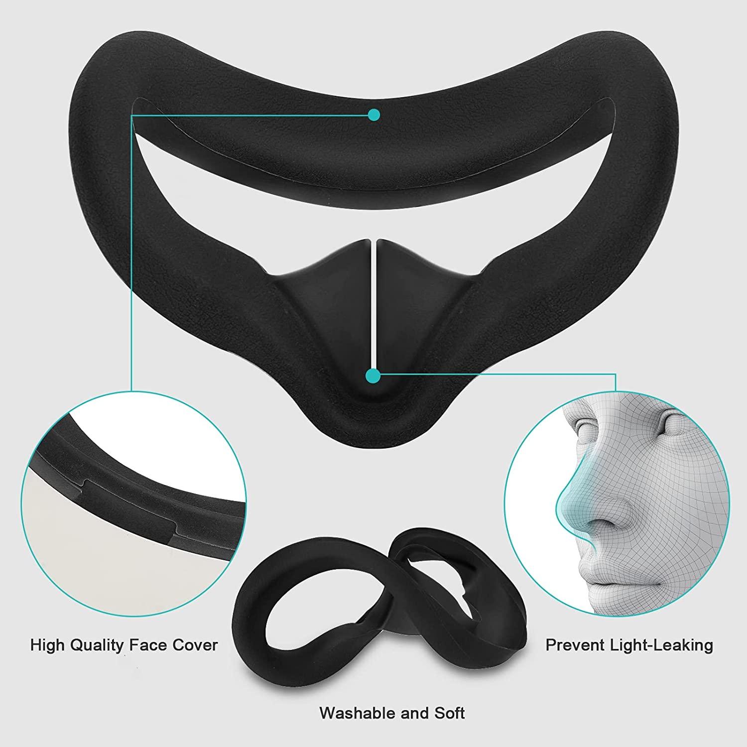 Tấm che mặt silicon Tay cầm điều khiển mở rộng cho phụ kiện Oculus Quest 2 Chống trượt với dây đeo tay có thể điều chỉnh Bộ nắp ống kính Màu sắc: Xanh dương