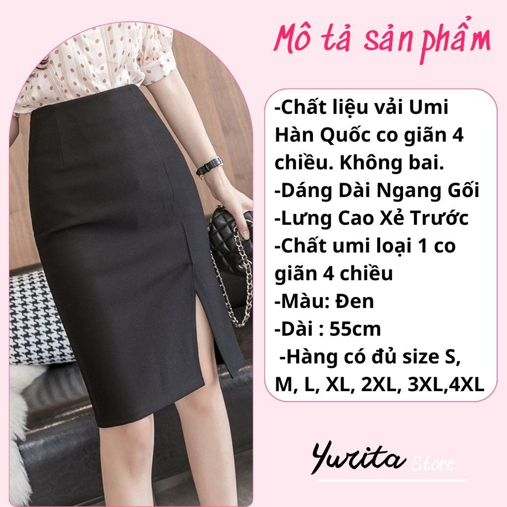 Chân Váy Bút Chì Xẻ Tà Trước YURITA Lưng Cao Đẹp Kiểu Hàn Quốc Vintage Cá Tính Dáng Dài