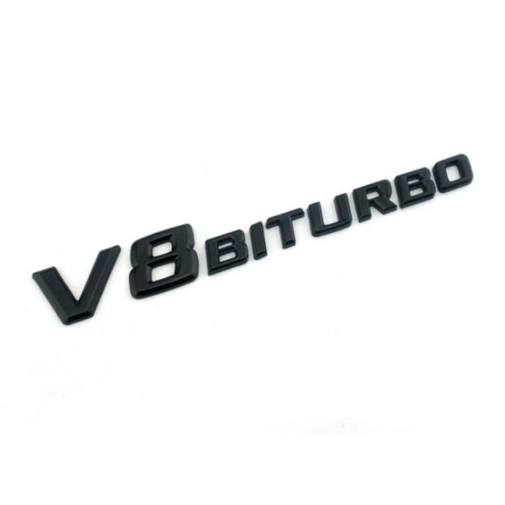Decal tem chữ V8 Biturbo dán hông xe Mercedes. Chất liệu nhựa ABS mạ crom, kích thước 19*2.3cm.