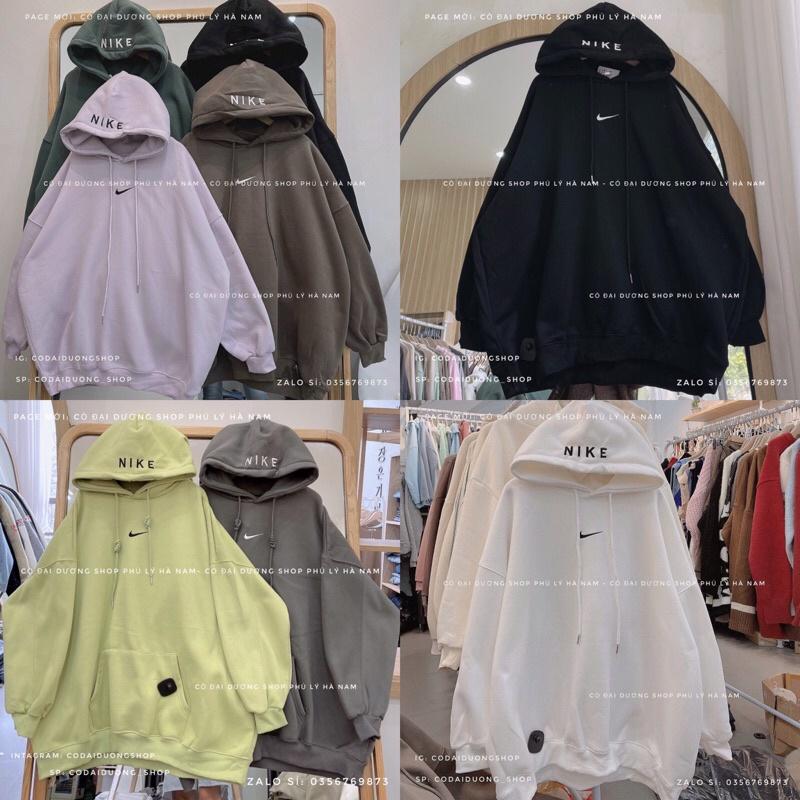 áo nỉ hoodie naiii thêu mũ - 1xanh rêu,freesize dưới 80kg