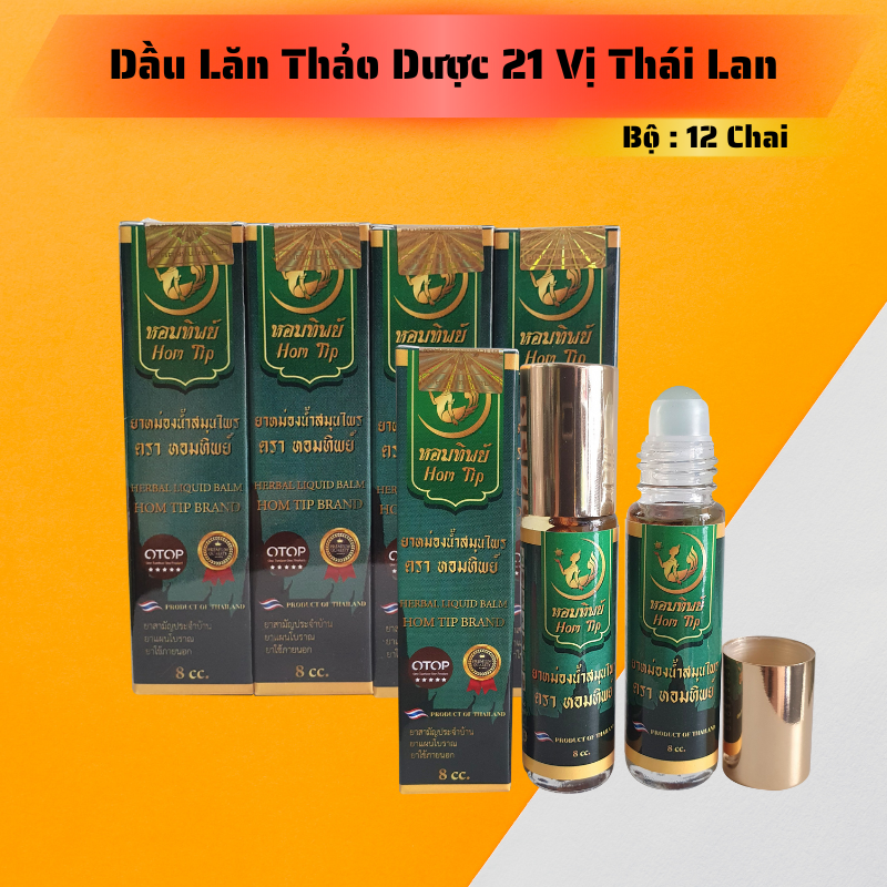 Bộ 12 Chai Dầu Lăn Thảo Dược 21 Vị Thái Lan