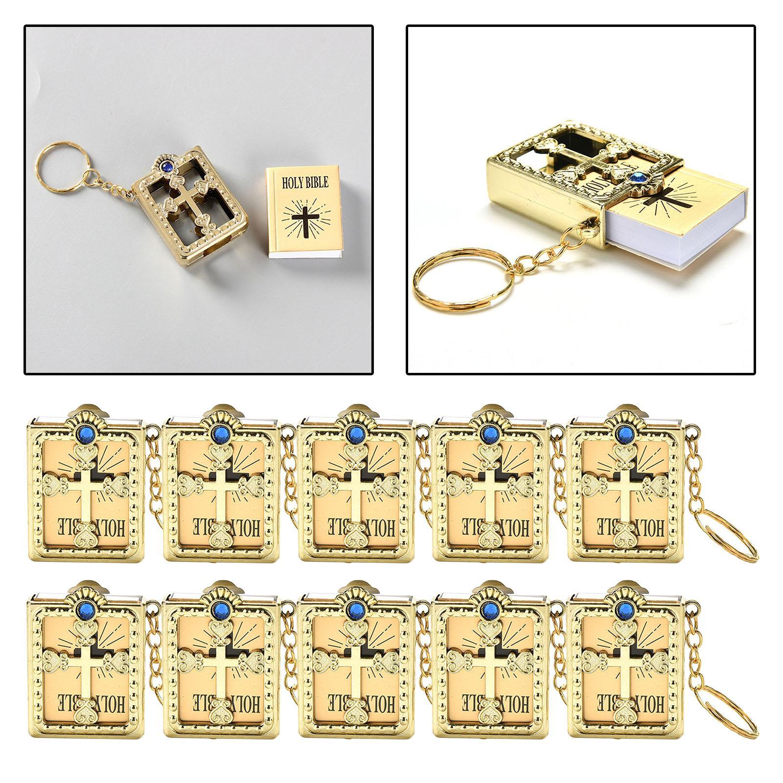 Mini Holy Bible Miniature Pendant Keyring Key Chain Keychain Novelty Golden