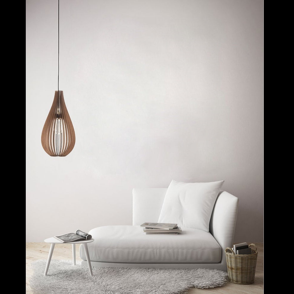 Đèn gỗ thả trần CAO CẤP hiện đại sang trọng 26X48cm chất liệu gỗ trang trí cho phòng khách nhà căn hộ decor nhà quán cafe