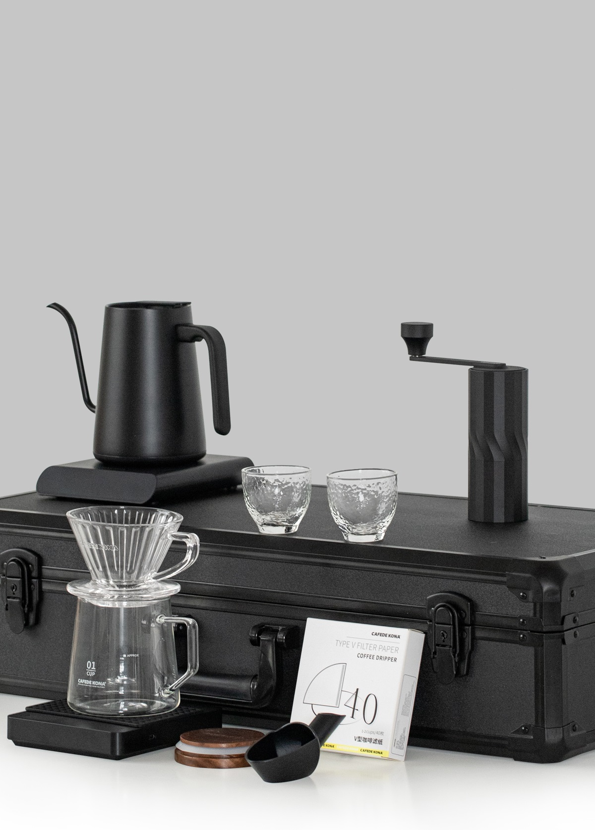 COMBO bộ cà phê V60 BLACK FAMILY CAFEDE KONA