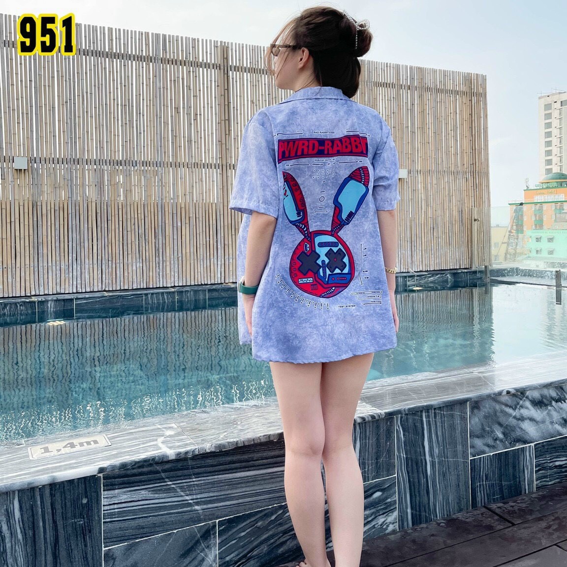 Áo sơ mi nữ form rộng tay ngắn loang màu nổi bật chất lụa mềm cao cấp chất xịn
