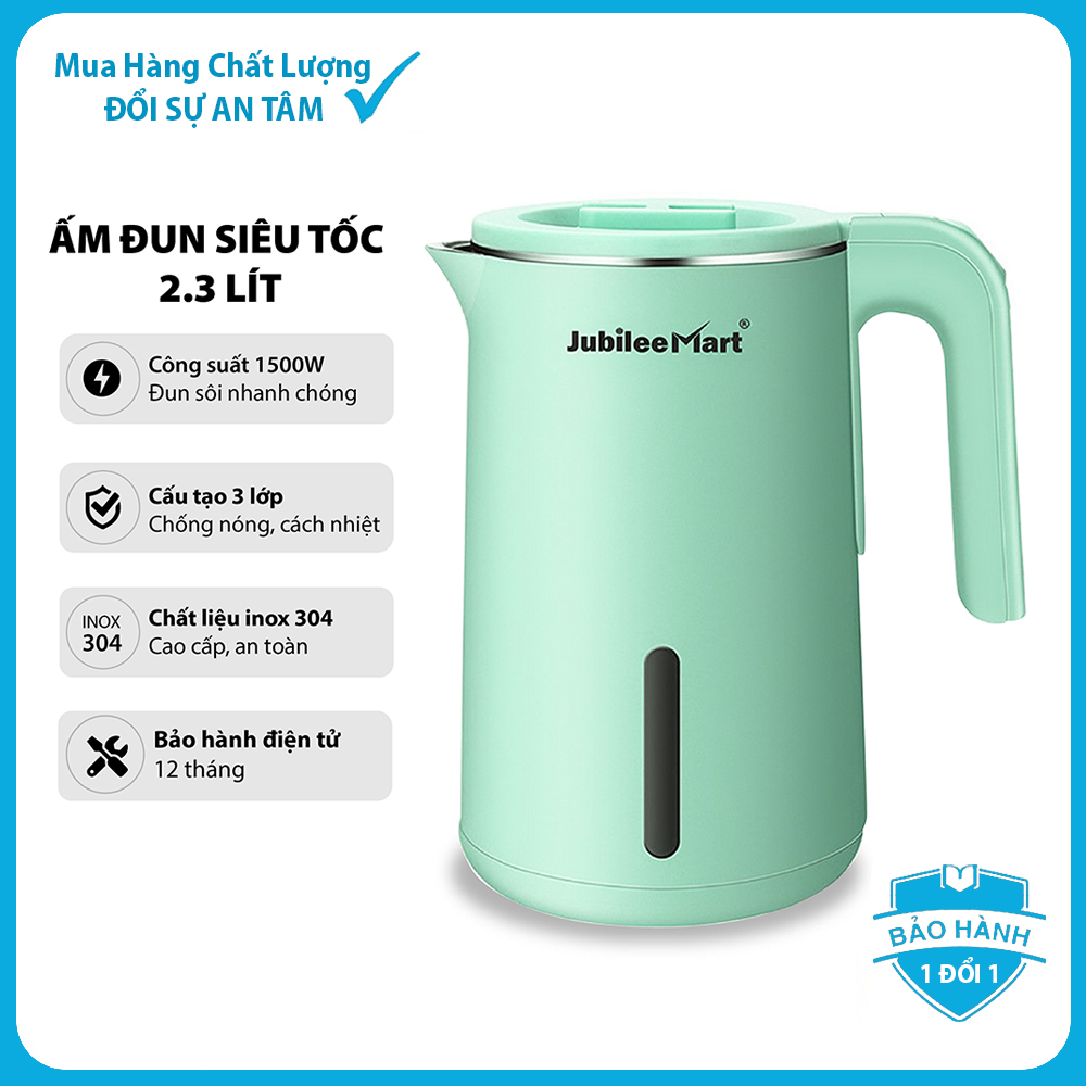 Ấm Đun Siêu Tốc Jubilee Mart 2 Lớp Cách Nhiệt Chống Bỏng,Tự Ngắt Khi Sôi (2.3 Lít) - Hàng Chính Hãng