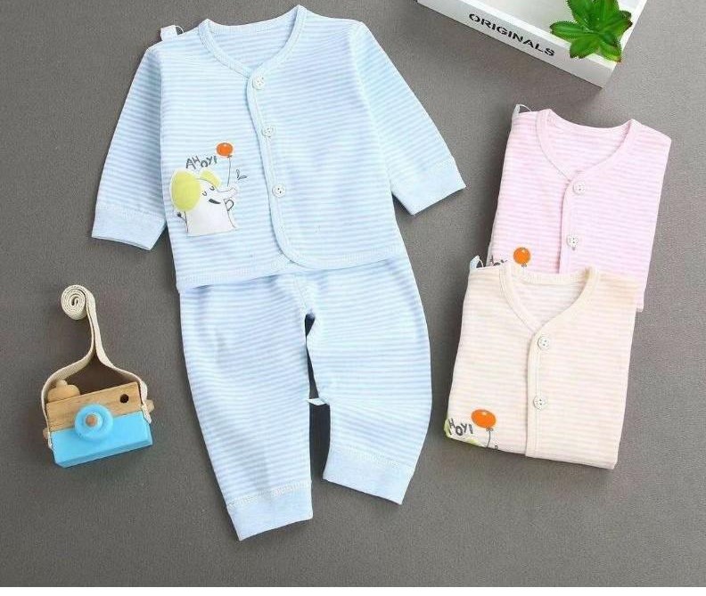 Bộ quần áo cotton nỉ chất đẹp cho bé sơ sinh mặc thu đông