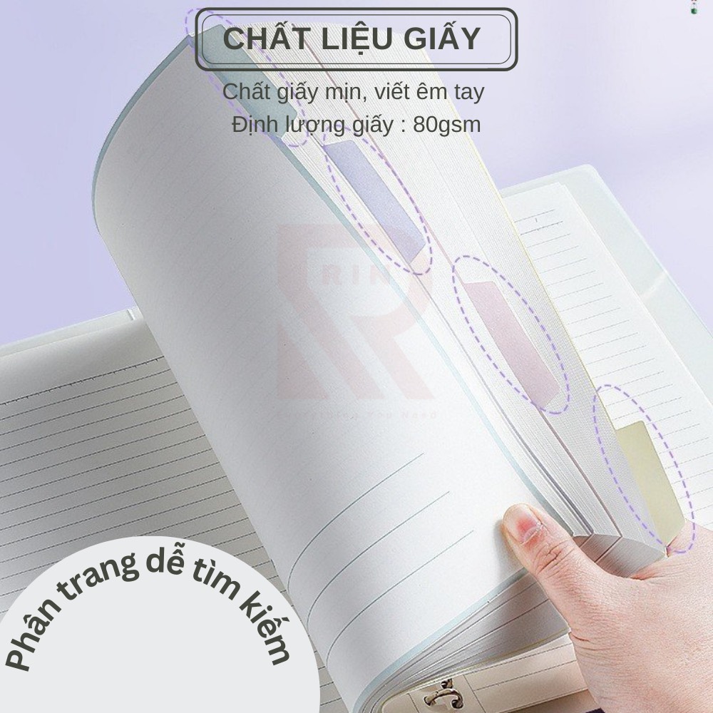 Sổ Tay Ghi Chép Gáy còng  / Binder Gáy Lò Xo ghi chép 120 Trang/ Bìa nhựa sổ tay gáy còng - Có kèm giấy 120 trang