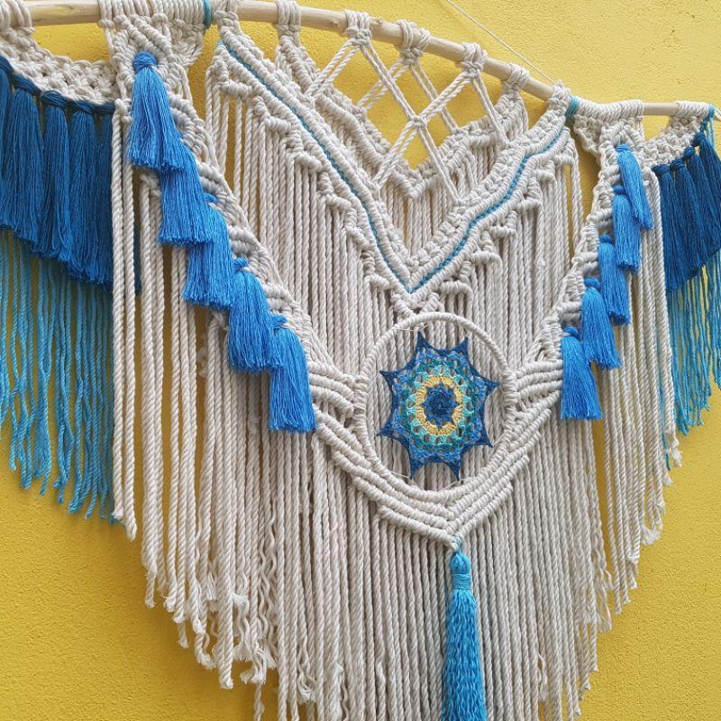 Mành Macrame Santorini trang trí siêu to phong cách Địa Trung Hải sang trọng