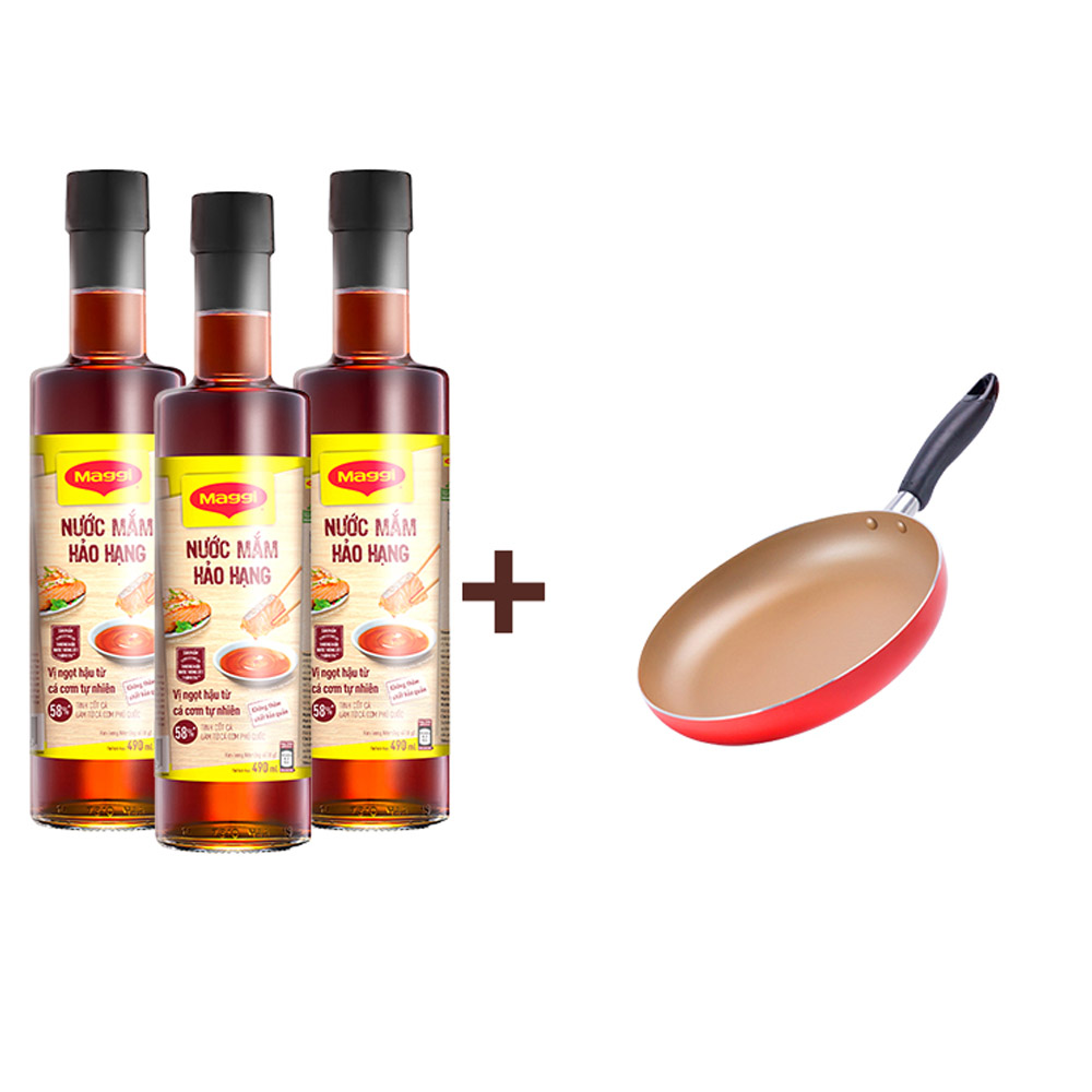 Nước mắm MAGGI Hảo Hạng - COMBO 3 chai thủy tinh x 490ml