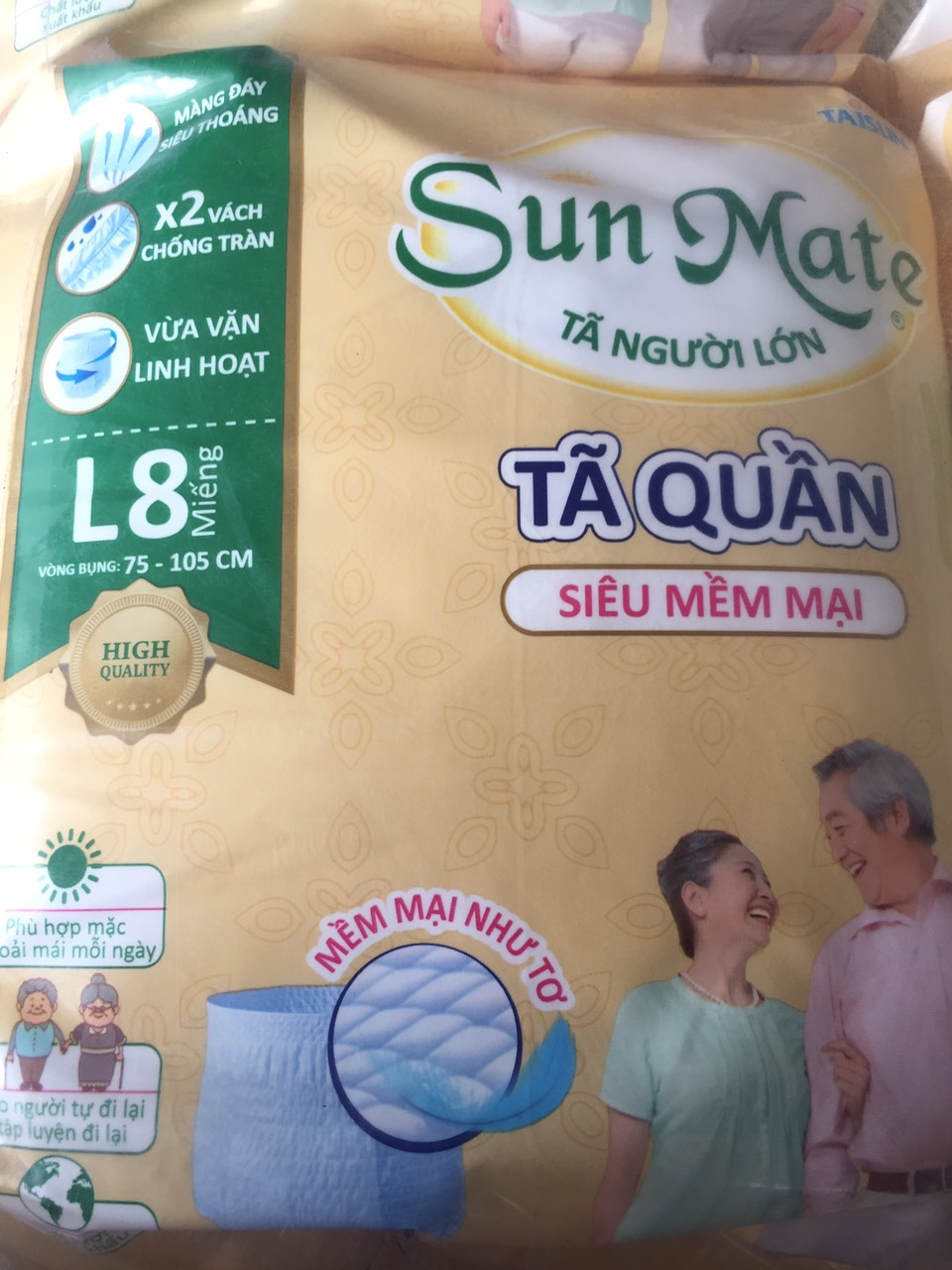 Combo 6 Gói Tã quần Sunmate L8 Siêu Mềm Mại - Tã Quần Người Lớn - Date luôn mới