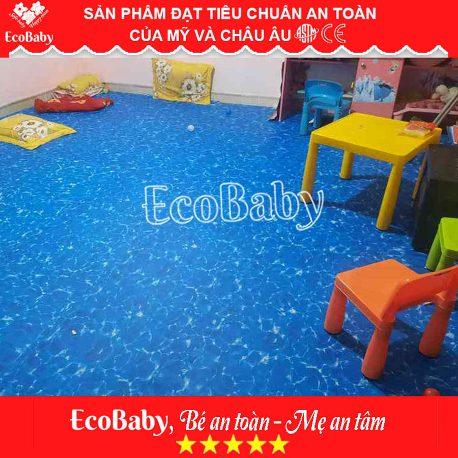 Combo 5 Tấm Thảm Xốp Lót Sàn ECOBABY An Toàn Cho Bé, Chống Trơn Trượt, Đạt Tiêu Chuẩn Của Mỹ, Hình Sóng Biển Màu Xanh Dương, Kích Thước 1 Tấm 60x60cm