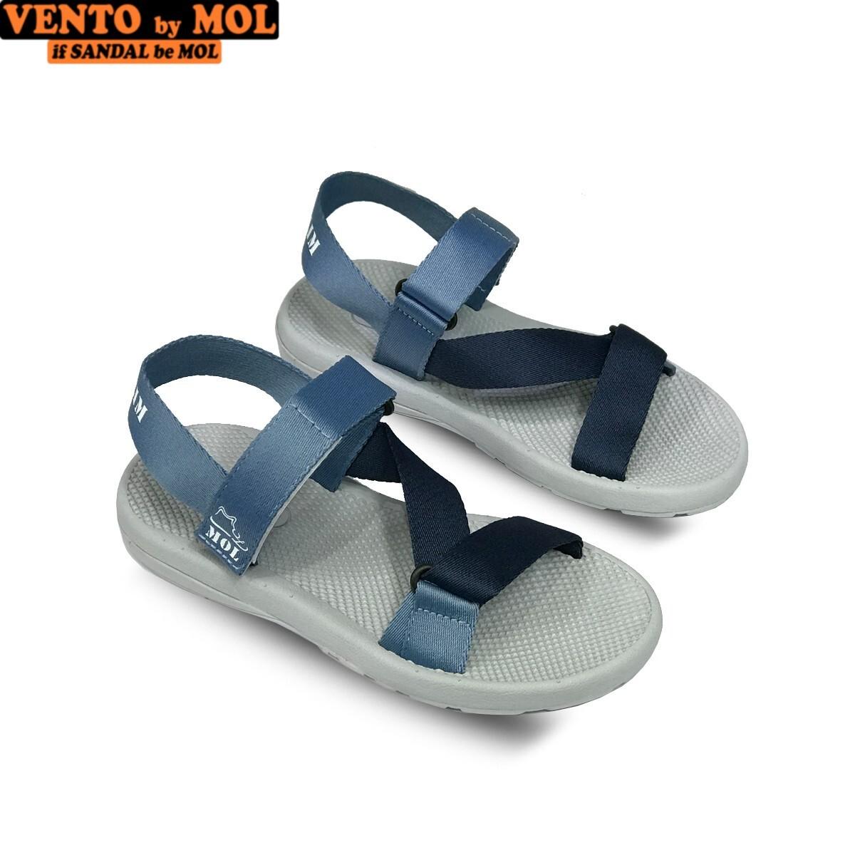 Giày sandal unisex nam nữ quai chéo vải dù đế mõng Slim có quai hậu cố định hiệu MOL mang đi học du lịch MS1166P