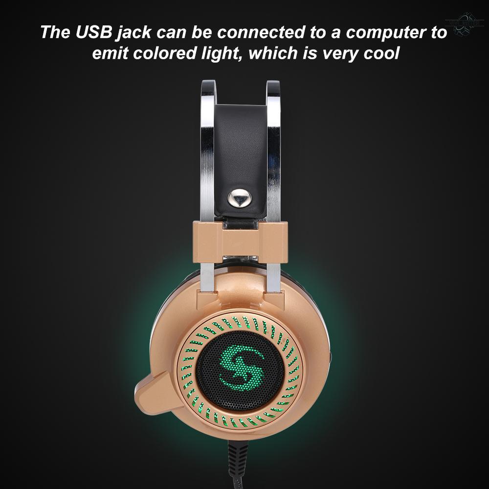 KUBITE T2 Gaming Headphones Stereo Bass Gaming Headset with Microphone LED Light 3.5mm Wired for Desktop Cpmputer
