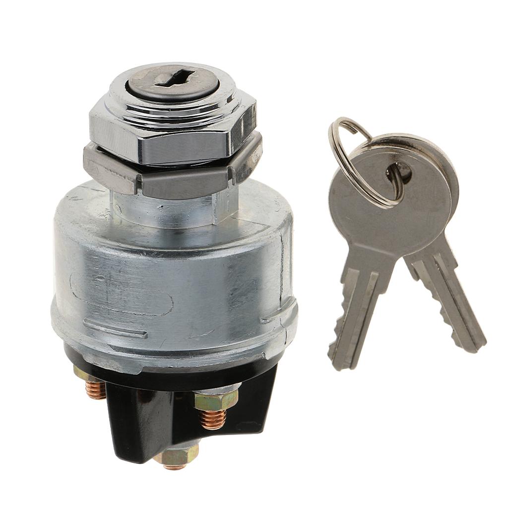 Silver Universal 3 Position Ignition Starter Key Switch with Momentary Start