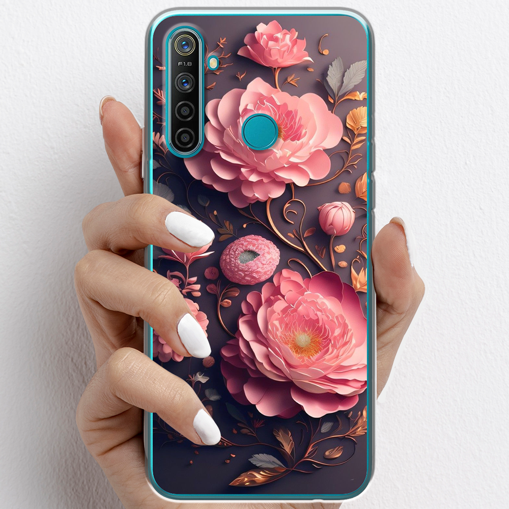 Ốp lưng cho Realme 5 Pro nhựa TPU mẫu Hoa hồng