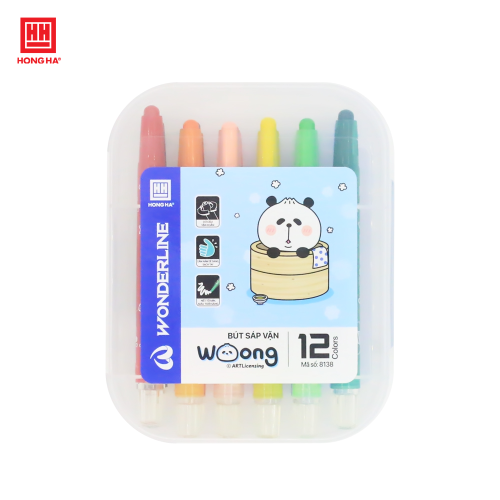 Bút sáp vặn ngắn Hồng Hà Little Woong (12/18/24 màu) - 8138/8139/8140