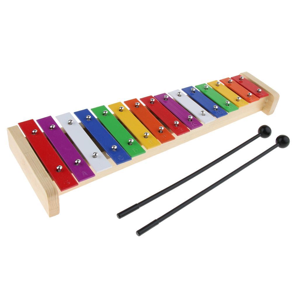 2 Pieces 15 Notes Kids Piano Toys Xylophone Colorful Toys Sound Brick Wood
