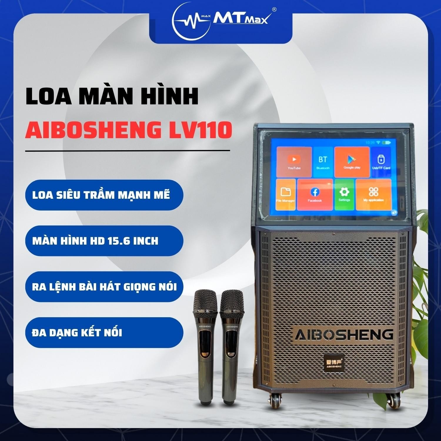 Loa Màn Hình AIBOSHENG LV110 – Bass25 Màn Hình Cảm Ứng 15,6 Inch Âm Thanh Cao Cấp, Công Suất 350W Tái Tạo Âm Trầm Mạnh Mẽ Và Tăng Cường Hiệu Ứng Âm Thanh