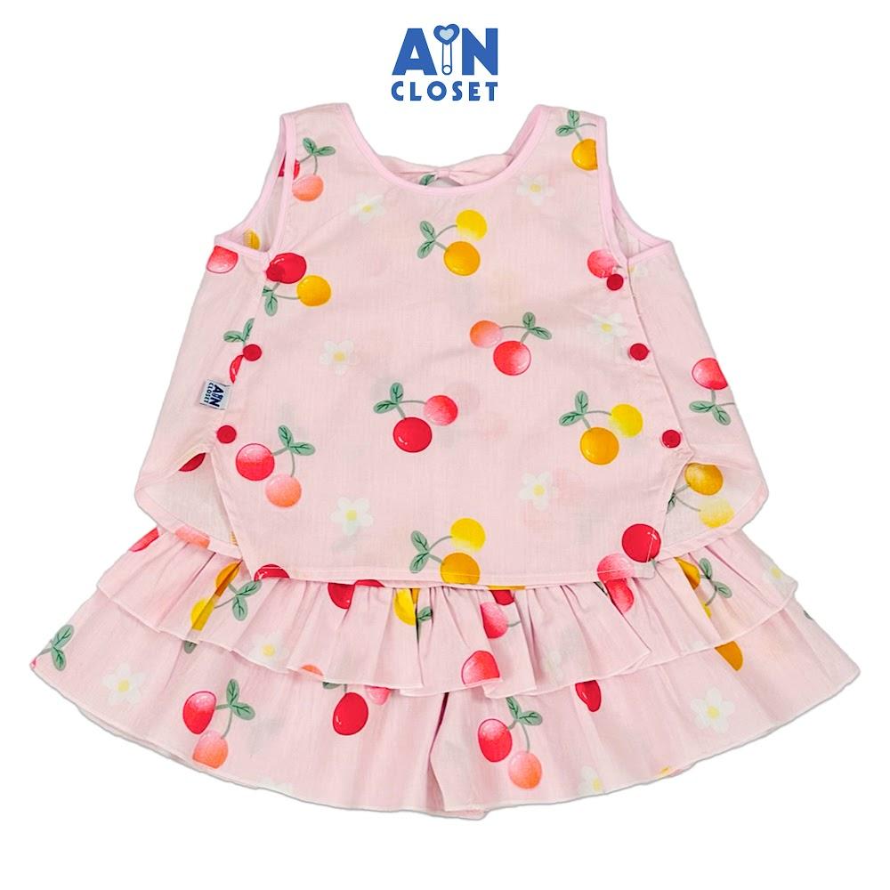 Bộ quần áo Ngắn bé gái họa tiết Cherry Đỏ Vàng cotton - AICDBGHK4ICD - AIN Closet