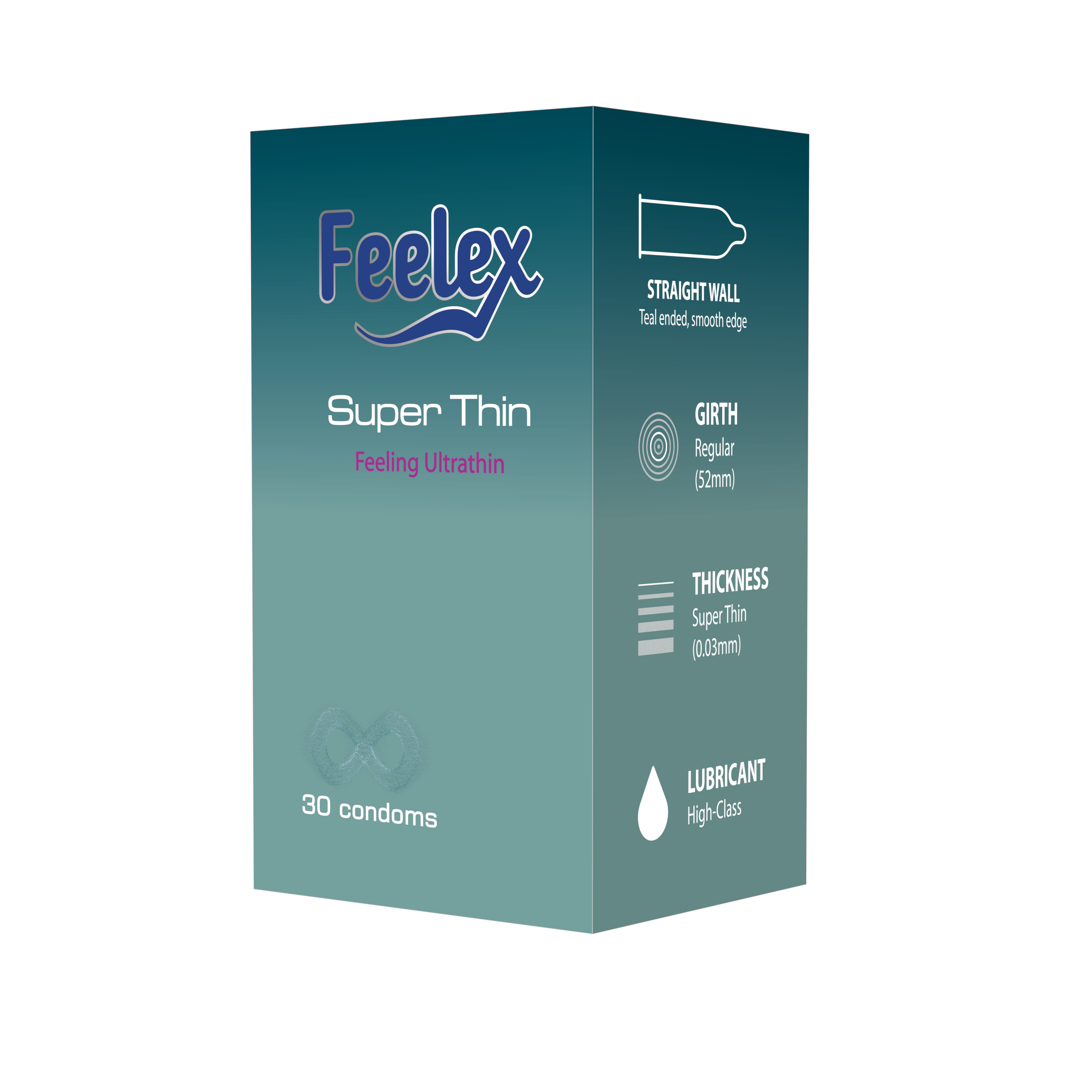 Bao cao su Feelex Superthin siêu mỏng, nhiều gel bôi trơn, hương thơm - Hộp 30bcs