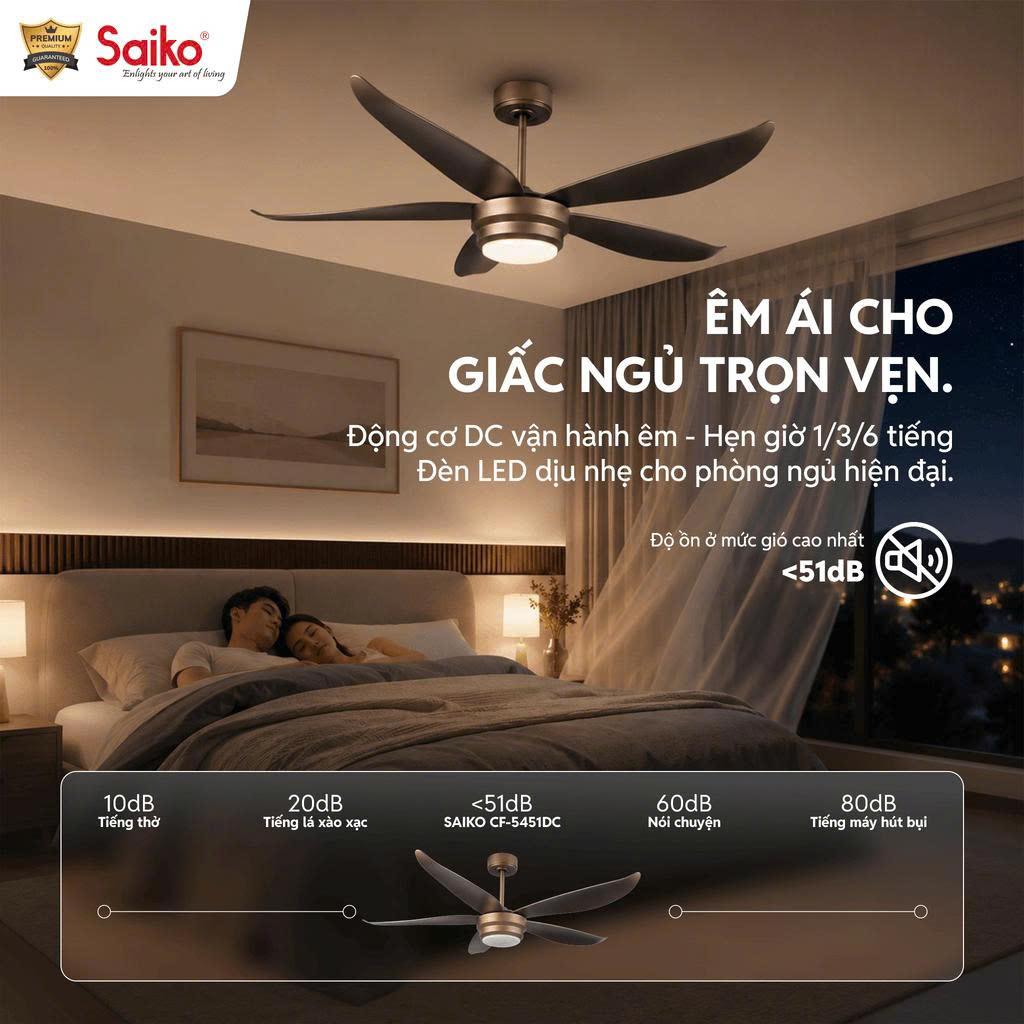 Quạt Trần Saiko CF-5450 DC 5 Cánh hàng chính hãng