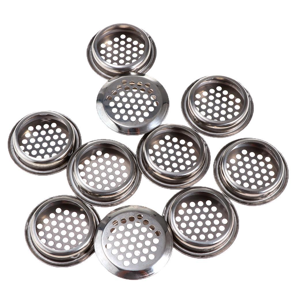 2X Cabinet Air Vents Cover Stainless Steel Round Vent Mesh Hole Louver 35mm