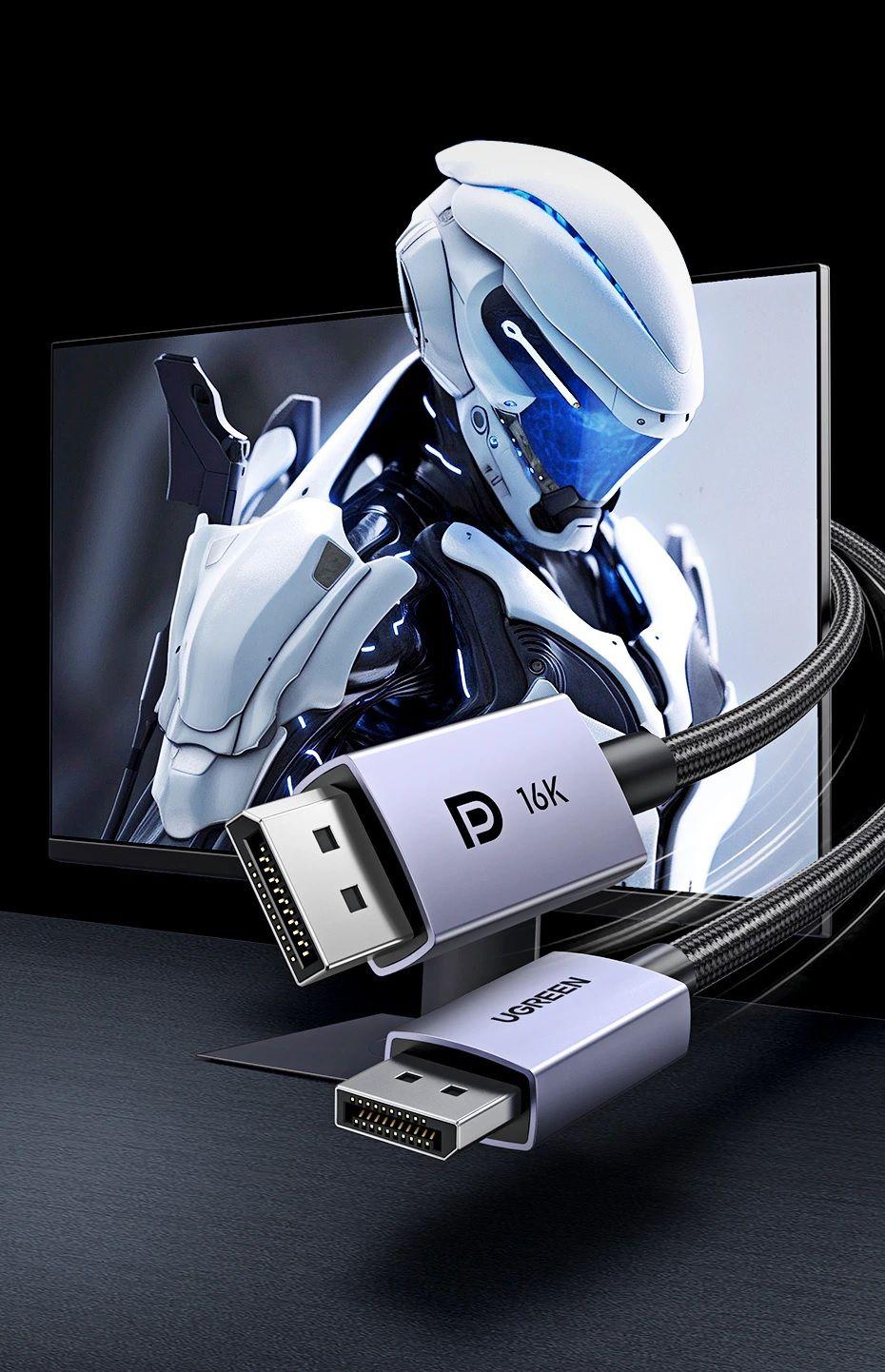 Ugreen UG15384DP118TK 2M DP 2.1 16K30Hz 10K60Hz 8K120Hz 4K144Hz Cáp Displayport chuẩn hỗ trợ độ phân giải cao dây bọc dù - HÀNG CHÍNH HÃNG