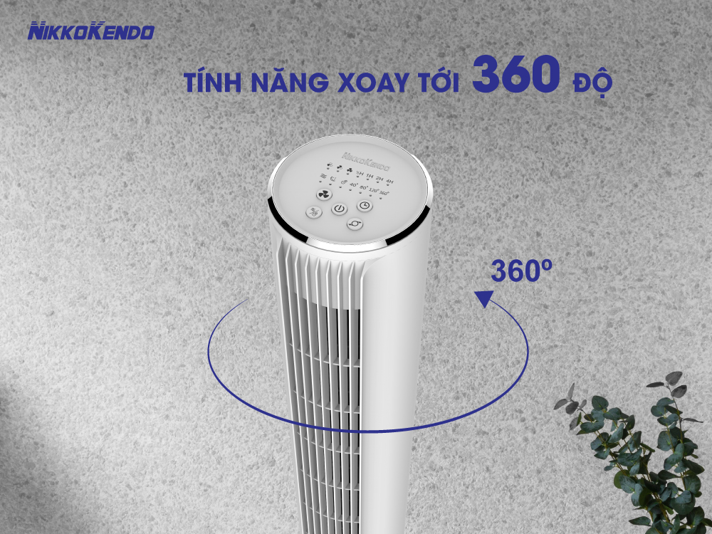 Quạt tháp Nikkokendo FT-36 có remote điều khiển từ xa xoay 360 độ hẹn giờ lọc không khí - Hàng chính hãng