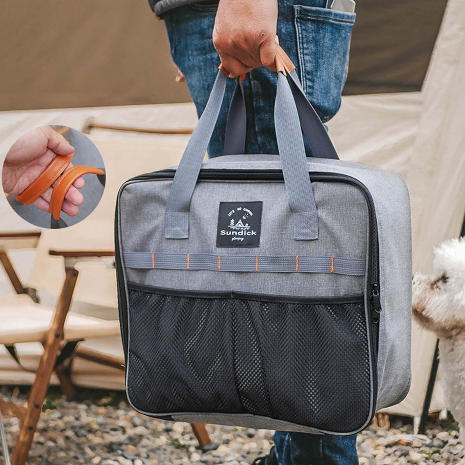 Gas Tank Storage Bag Camping Carry Bag Net Pocket with PU Handle Gas Canister Bag Grill Carrying Bag for Road Trip Party Camping