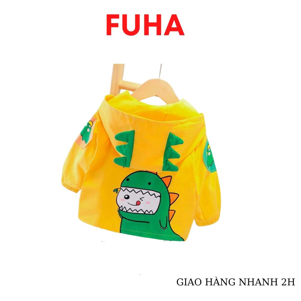 Áo khoác gió cho bé trai và bé gái FUHA, áo phao hình khủng long giữ ấm bé 10kg đến 30kg