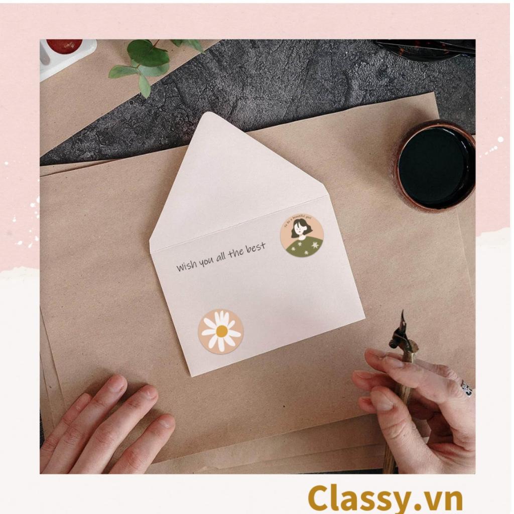 Cuộn 500 Sticker 2.5CM Thank you dán niêm phong túi giấy Classy , hộp bánh handmade, tem dán thiệp, hộp quà tặng Q686