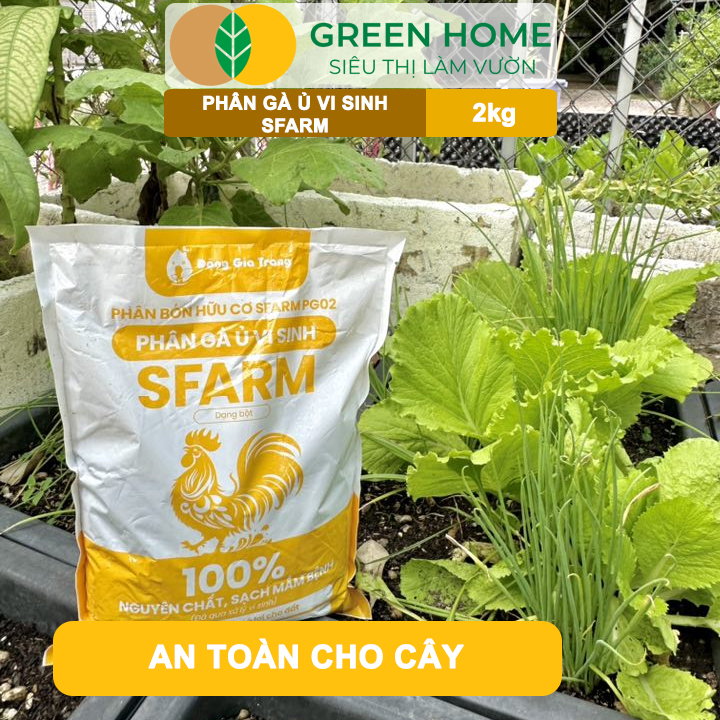 Phân Gà Ủ Vi Sinh Sfarm Greenhome, Bao 2kg, Cải Tạo Đất, Tăng Sức Đề Kháng, Tăng Năng Suất Cây Trồng