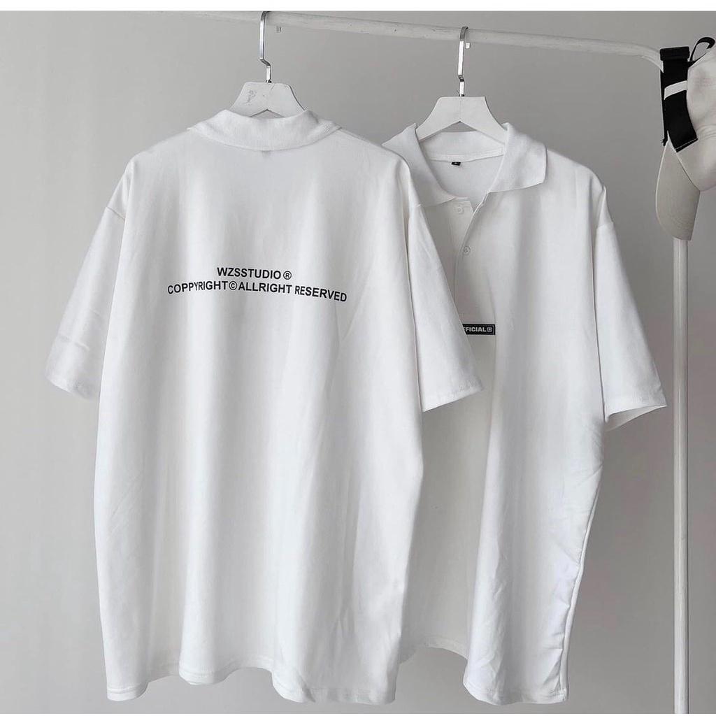 Áo thun nam POLO có cổ basic FULL màu đen và trắng form oversize - có tem su