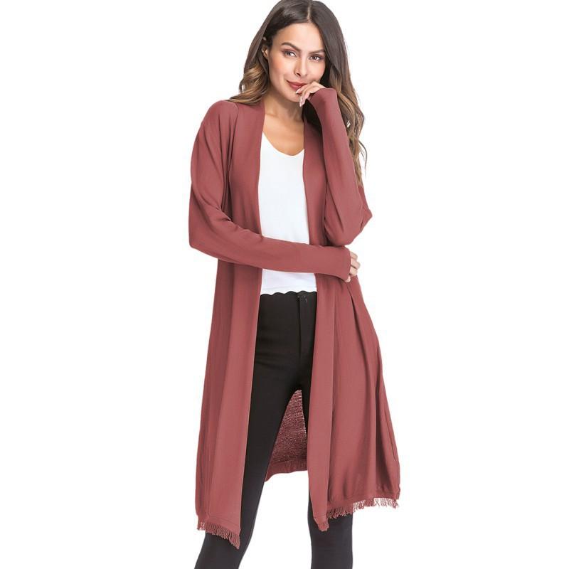 Áo khoác cardigan nữ dài tay màu trơn thời trang