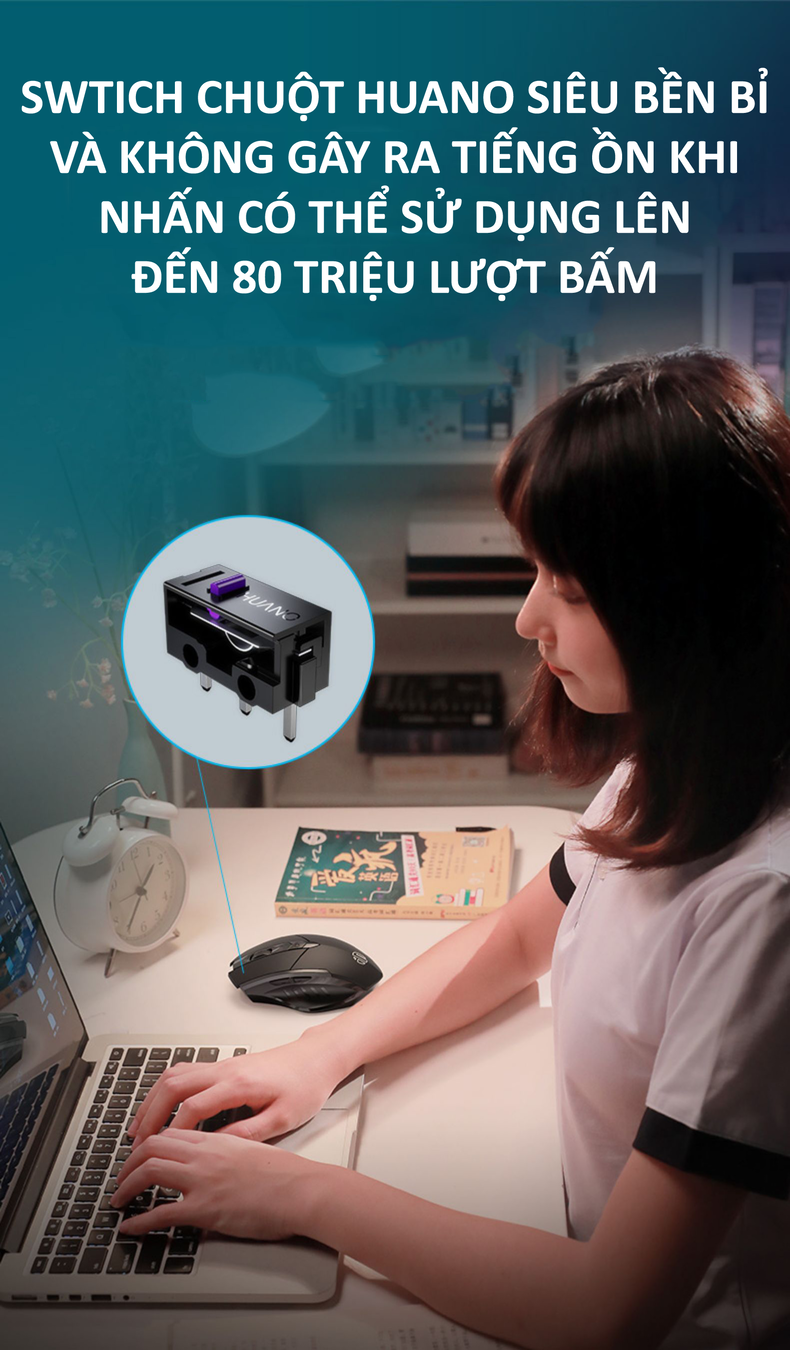 Chuột không dây INPHIC PM6BS sử dụng pin sạc kết nối bằng USB 2.4G, Bluetooth 5.0 với nút nhấn silent không tiếng ồn - Hàng Chính Hãng