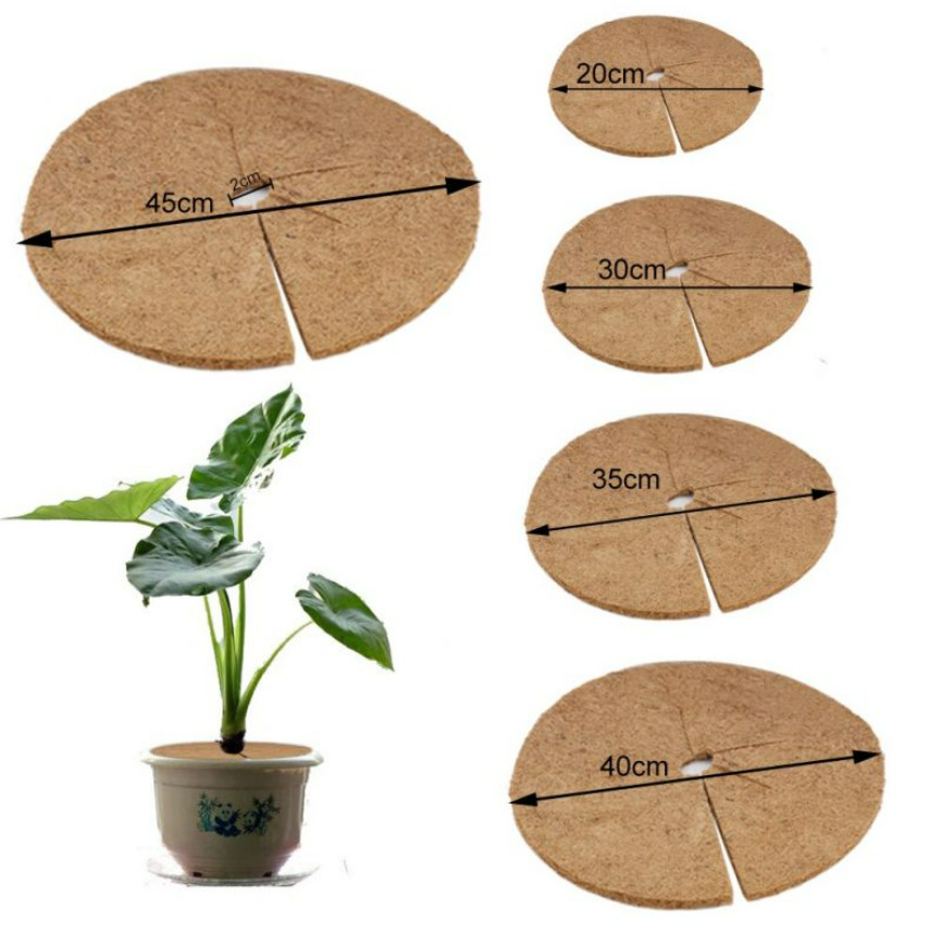 Combo 5 Tấm Xơ Dừa Chống cỏ, Lót chậu, Giữ Ẩm Đất, Giá Thể Cây Trồng Đường kính 35cm